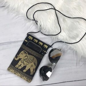 Passport Small Shoulder Pouch Bag. Elephant Boho
